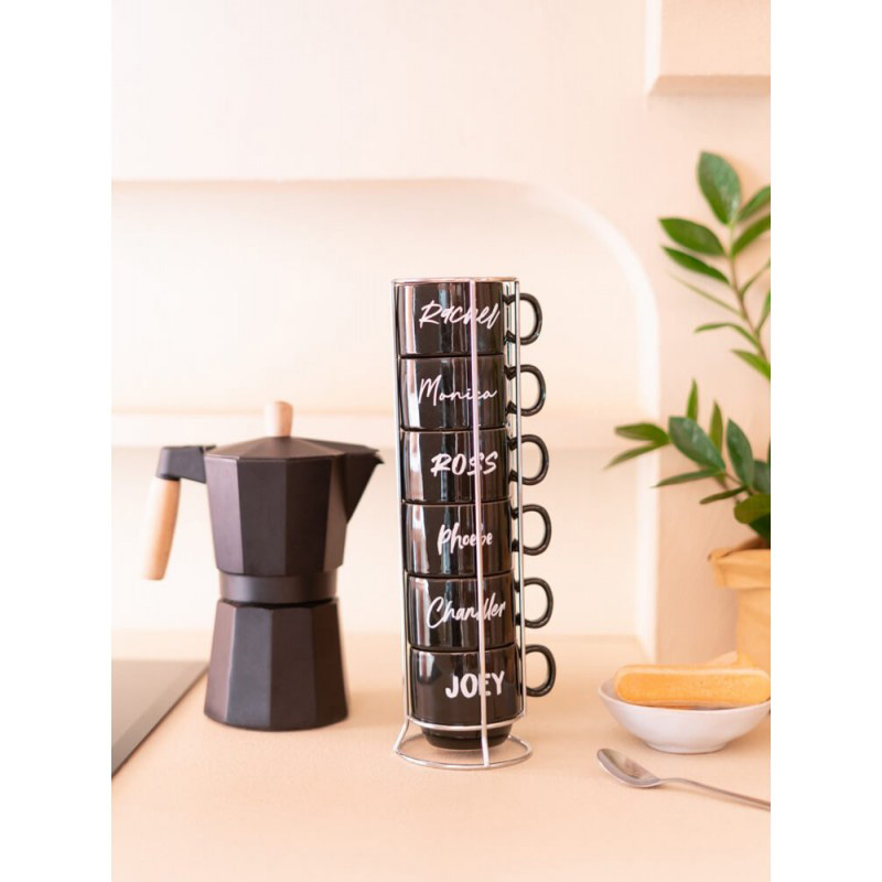 Friends - Zestaw kubków ceramicznych ze stojakiem 150 ml 6 szt. - obrazek 4